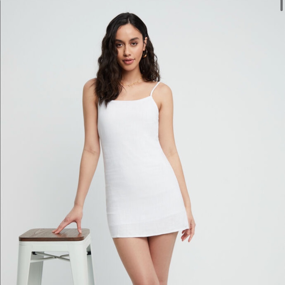 LA Hearts Tie Back Linen Shift Dress